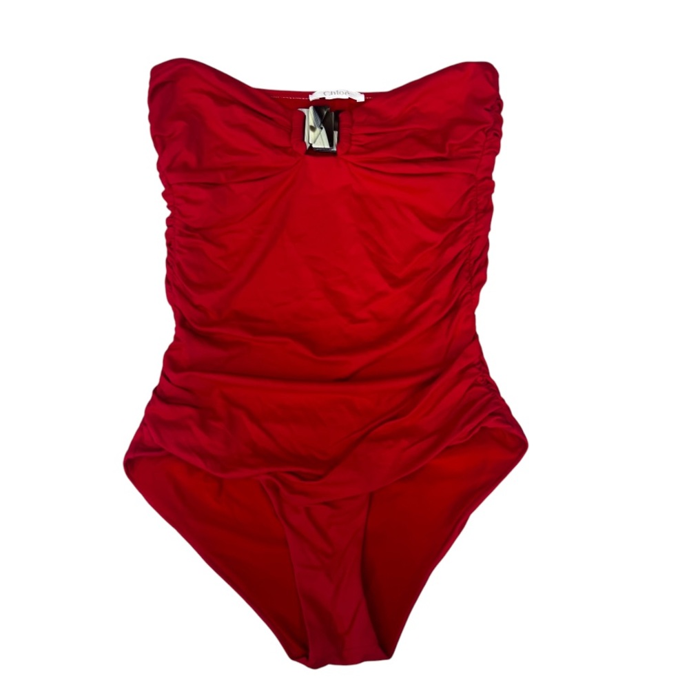 Chloe Red Strapless One Piece‎ Swimsuit Size XS
